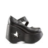 Demonia DYNAMITE-03 Black Vegan Wedge Platform Shoes