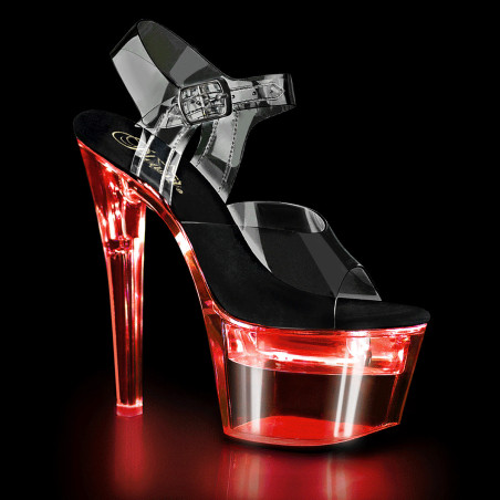 Pleaser FLASHDANCE-708 Black Insole Light Up High Heels