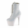 Pleaser ADORE-1020LG Neon White Glitter Ankle Boots