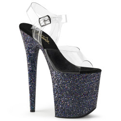 Pleaser FLAMINGO-808LG Black Exotic High Heels Pole Shoes