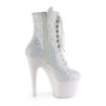Pleaser ADORE-1020LG Neon White Glitter Ankle Boots