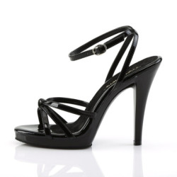 Fabulicious FLAIR-436 Black Ankle Wrap Stiletto Sandal