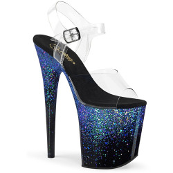 Pleaser FLAMINGO-808SS Black Blue Exotic Pole Heels
