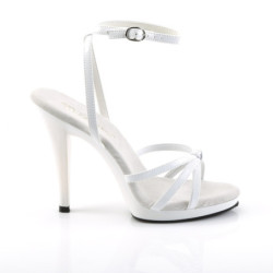 Fabulicious FLAIR-436 White Ankle Wrap Stiletto Sandal