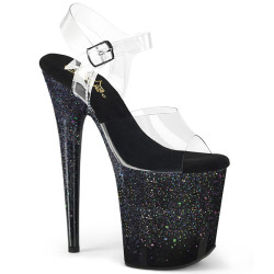 Pleaser FLAMINGO-808SS Black Glitter Exotic Pole Heels