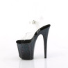 Pleaser FLAMINGO-808SS Black Glitter Exotic Pole Heels