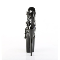 Pleaser FLAMINGO-1013RM Black Patent Strass Mesh Boots