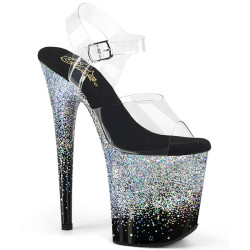 Pleaser FLAMINGO-808SS Black Silver Exotic Pole Heels