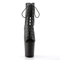 Pleaser FLAMINGO-1016 Black Vegan Leather Ankle Boots