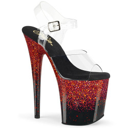 Pleaser FLAMINGO-808SS Black-Red Exotic Pole Heels