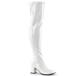 Funtasma GOGO-3000 White Chunky Thigh High Boots