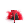 Fabulicious CLASSIQUE-01F Red Vegan Fur Mules Women