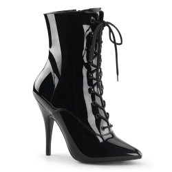 Pleaser SEDUCE-1020 Black Patent Ankle High Boots Women