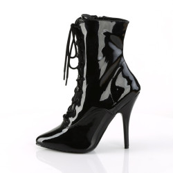 Pleaser SEDUCE-1020 Black Patent Ankle High Boots Women