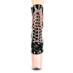 Pleaser FLAMINGO-1020 Black Patent Rose Gold Chrome
