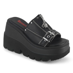 Demonia SHAKER-07 Black Vegan Leather Women Heels