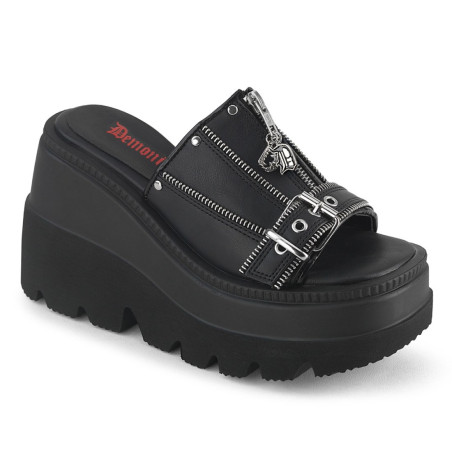 Demonia SHAKER-07 Black Vegan Leather Women Heels