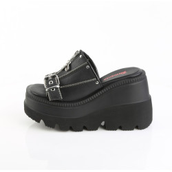 Demonia SHAKER-07 Black Vegan Leather Women Heels