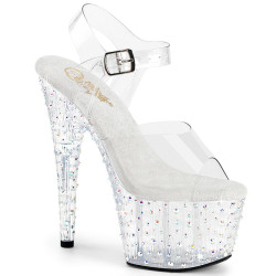 Pleaser STARDANCE-708 Silver Strass Platform High Heels