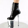 Pleaser FLAMINGO-1020 Black Patent Silver Chrome Sale