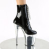 Pleaser FLAMINGO-1020 Black Patent Silver Chrome Sale