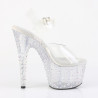 Pleaser STARDANCE-708 Silver Strass Platform High Heels