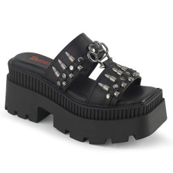 Demonia WRATH-08 Black Vegan Goth Platform Mules