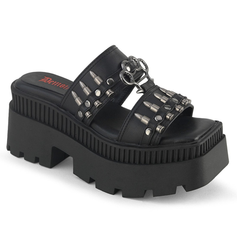 Demonia WRATH-08 Black Vegan Goth Platform Mules Demonia WRATH-08 Black Vegan Goth Platform Mules