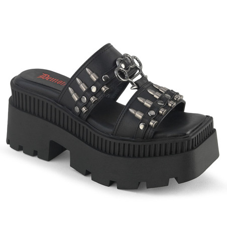 Demonia WRATH-08 Black Vegan Goth Platform Mules