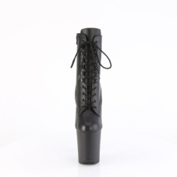 Pleaser FLAMINGO-1020 Black Leather Heeled Ankle Boots