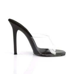 Fabulicious GALA-01 Transparent Black Mules Women