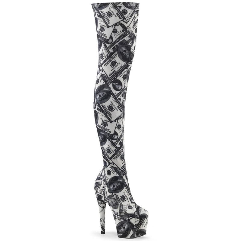 Pleaser ADORE-3000DP White Black Fabric Sale Women