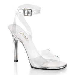 Fabulicious GALA-06 Clear Heeled Ankle Wrap Sandals