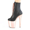 Pleaser FLAMINGO-1020 Black Vegan Leather Rose Gold