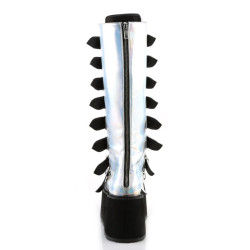 Demonia DAMNED-318 Silver Hologram Vegan Leather Sale