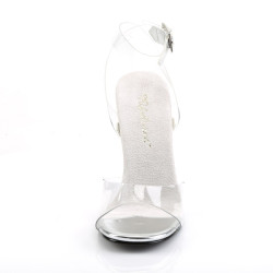 Fabulicious GALA-06 Clear Heeled Ankle Wrap Sandals