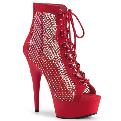 Pleaser DELIGHT-600-33RM Red Vegan Suede Strass Mesh