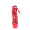 Pleaser DELIGHT-600-33RM Red Vegan Suede Strass Mesh