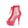 Pleaser DELIGHT-600-33RM Red Vegan Suede Strass Mesh