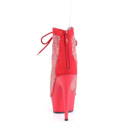 Pleaser DELIGHT-600-33RM Red Vegan Suede Strass Mesh