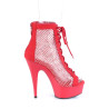 Pleaser DELIGHT-600-33RM Red Vegan Suede Strass Mesh