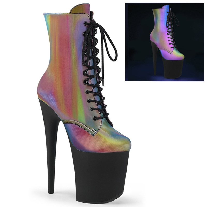 Pleaser FLAMINGO-1020REFL Rainbow Reflective Black Sale Pleaser FLAMINGO-1020REFL Rainbow Reflective Black Sale