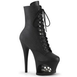 Pleaser MOON-1020SK Black Vegan Leather Pewter Sale