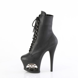 Pleaser MOON-1020SK Black Vegan Leather Pewter Sale
