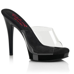Fabulicious GLORY-501 Transparent Black Mules Women