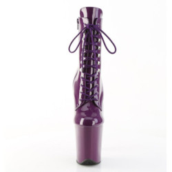 Pleaser FLAMINGO-1020 Purple Patent Heeled Ankle Boots