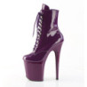 Pleaser FLAMINGO-1020 Purple Patent Heeled Ankle Boots