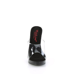 Fabulicious GLORY-501 Transparent Black Mules Women