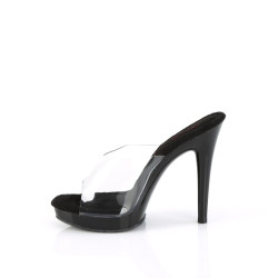 Fabulicious GLORY-501 Transparent Black Mules Women