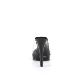 Fabulicious GLORY-501 Transparent Black Mules Women